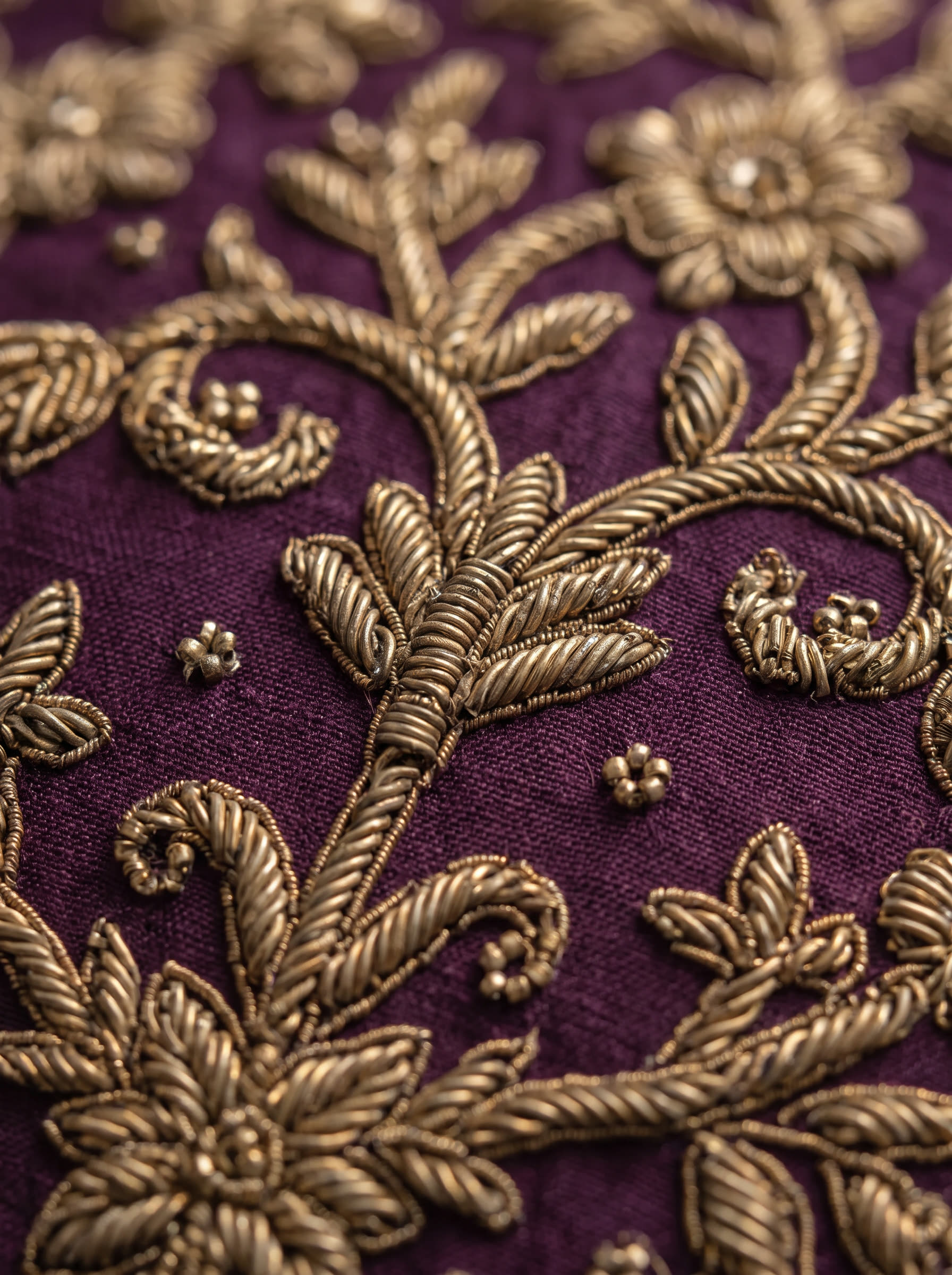 Jamun karigari macro — detail of the handwork